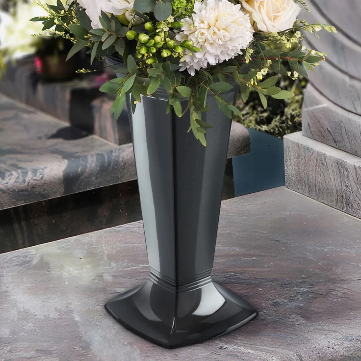 KADAX Vase für Friedhofsphiole, Grabstein, 39 cm, Graphit – Bild 2