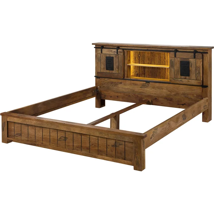 Bett Mango / Altholz 180x200x106 natur lackiert RAILWAY LUX #112