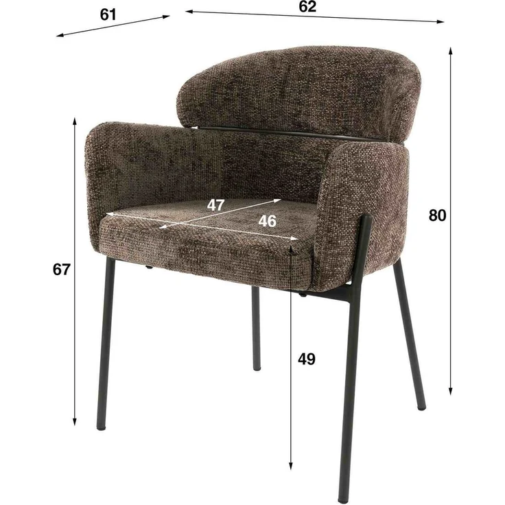 Armstuhl Vura 2er-Set mit Chenille-Bezug und Metallgestell, Taupe – Bild 8