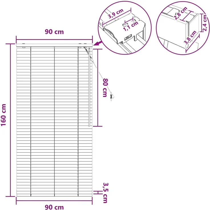 vidaXL Venezianische Jalousie Eichenoptik 90 x 160 cm 35 mm 42015339 – Bild 9