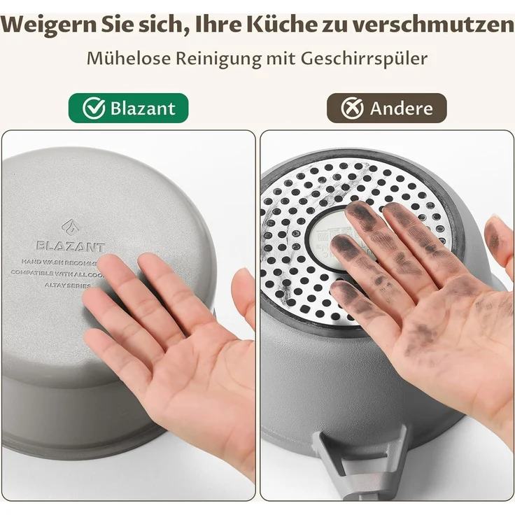 BLAZANT Pfannenset 7 tlg Abnehmbarer Griff Antihaft Induktion 20 24 28 cm – Bild 4
