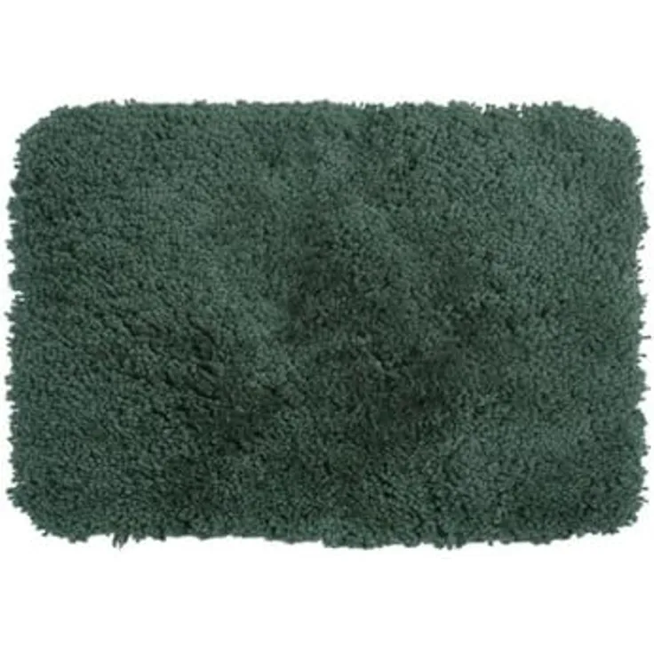 Spirella Badteppich Badematte Duschvorleger Mikrofaser Hochflor | flauschig | rutschhemmend | geeignet für Fußbodenheizung | 60x90 cm | Dunkelgrün
