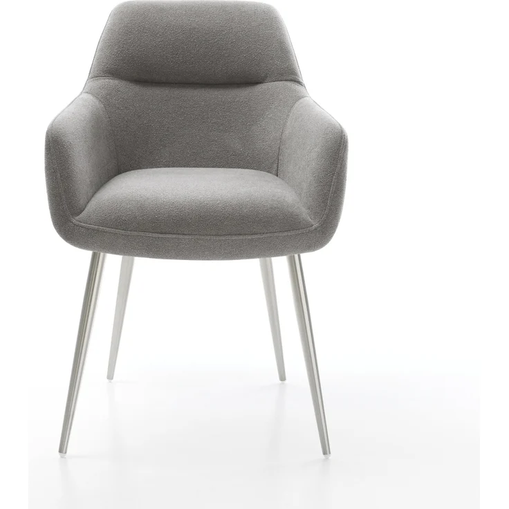 Esszimmerstuhl Pejo-Flex Strukturstoff Soft Grau 4-Fuß konisch Edelstahl Taschenfederkern – Bild 2