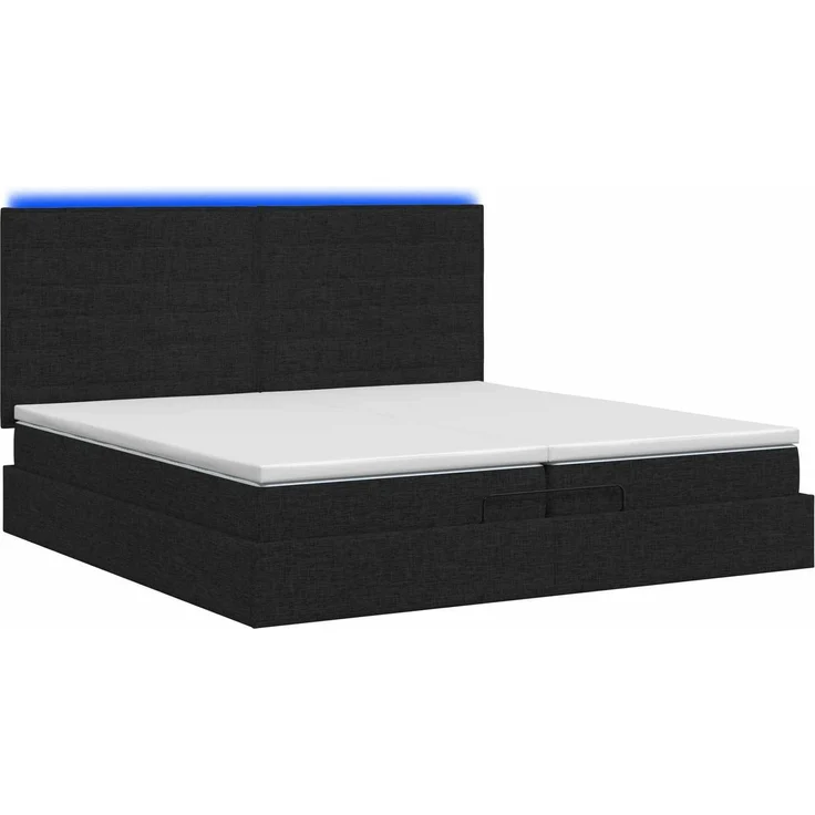 vidaXL Ottoman-Bett mit Matratze und LED Schwarz 200 x 200 cm Stoff 3458016 – Bild 9