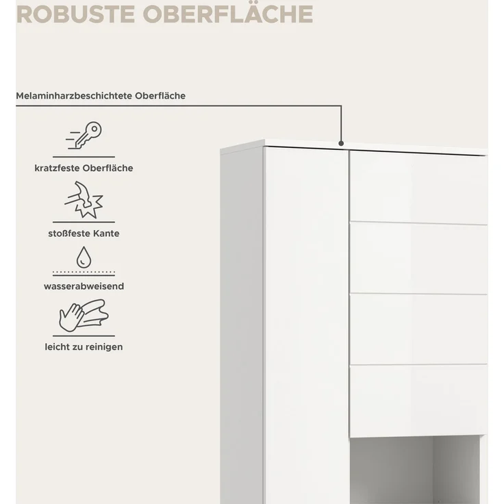 Hochschrank (B/H/T: 60x190x34 cm) in weiß hochglanz tiefzieh – Bild 9
