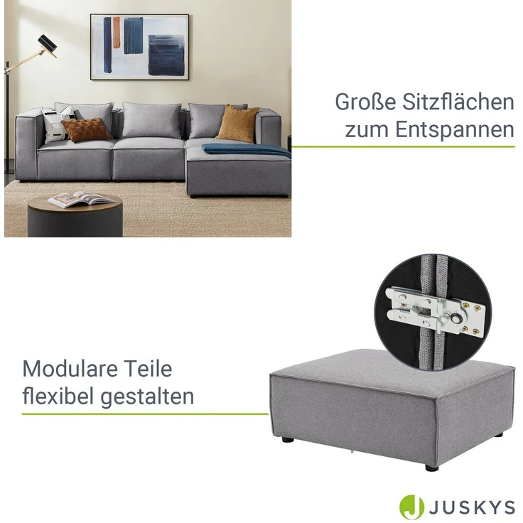 Juskys Ottomane Domas - modulares Sofa in Stoff Dunkelgrau - Wohnzimmer Couch - Modulsofa 130 kg belastbar - Sofagarnitur Wohnlandschaft – Bild 4