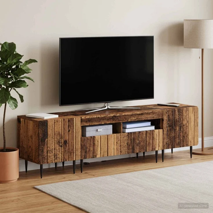 vidaXL 3-teiliges LED TV Regal ZWOLLE Altholz Holzwerkstoff 3416526 – Bild 3