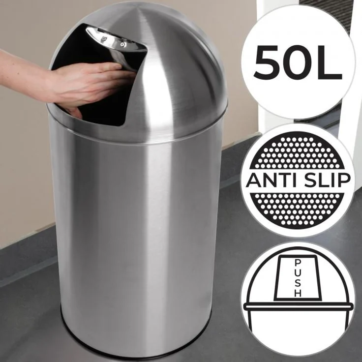 Jago® 'Push' Mülleimer, Edelstahl, 50 Liter, Silber – Bild 3