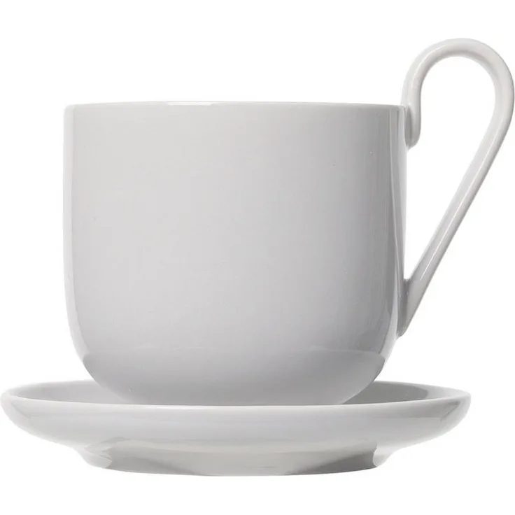 Blomus RO Set 2 Kaffeetassen mit Untertasse, Teetasse, Becher, Porzellan, Nimbus Cloud, 290 ml, 64050