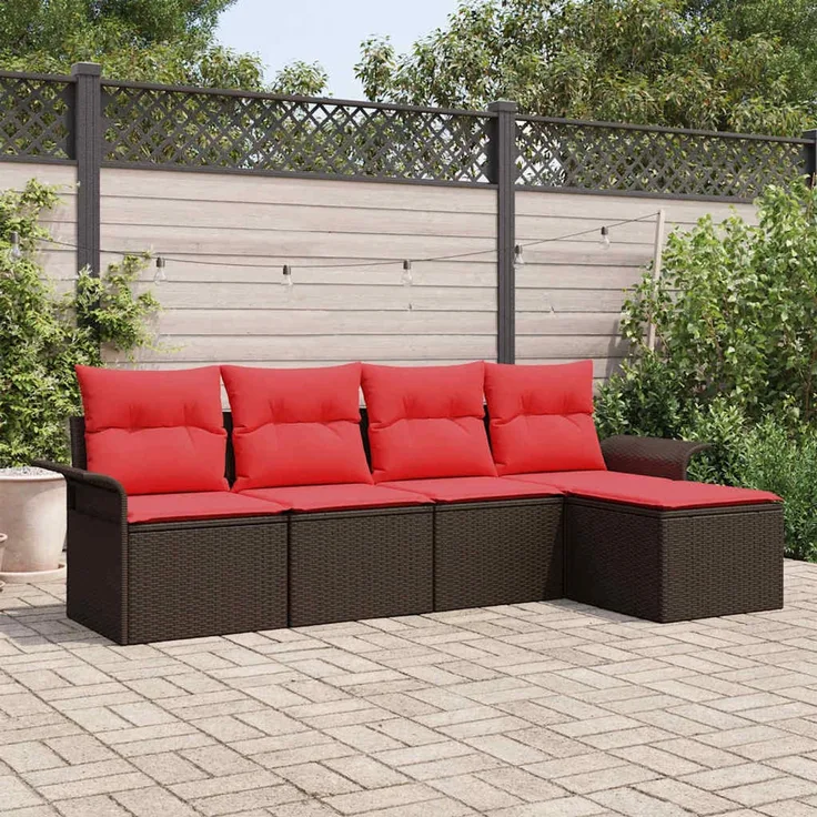 vidaXL Gartensofa-set mit Speicher 5 pcs Braun Poly-Rattan 3353993