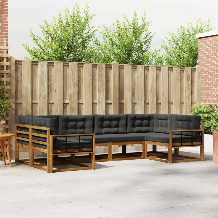 vidaXL Outdoor-Sofagarnitur 6 stk. 6-Sitzer Natur und Anthrazit 3368080 – Bild 1