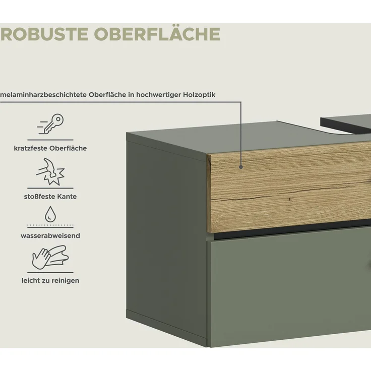 Aqua Waschbeckenunterschrank in Sage Green Nachbildung – Bild 8