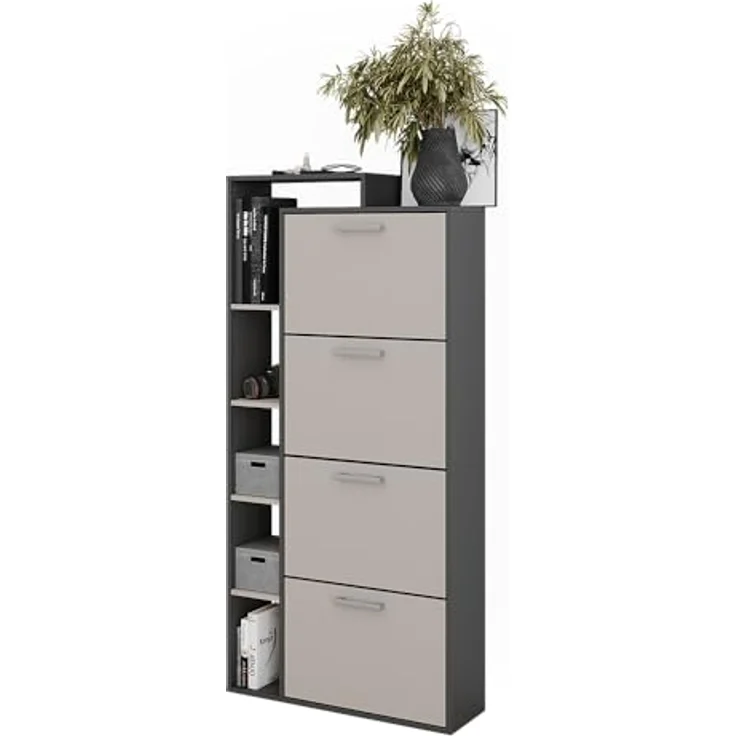 Vicco Schuhkipper Orlando, anthrazit, Schuhaufbewahrung aus Holzwerkstoff, 80x166.1x24.2 cm, 4 Fächer, platzsparend – Bild 6