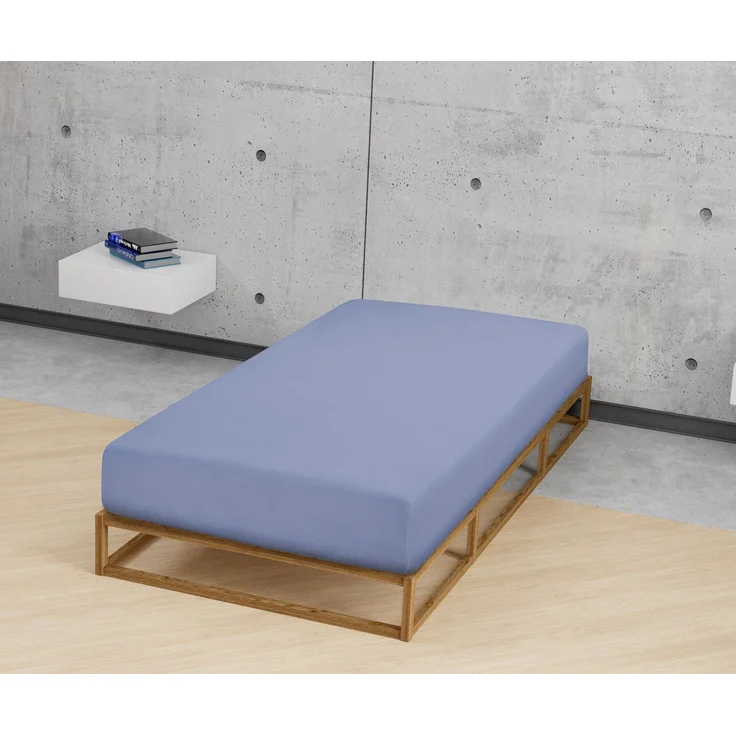 biberna Jersey-Elastic-Spannbetttuch 0077866, blau, 1x 90x190 cm - 100x220 cm – Bild 3