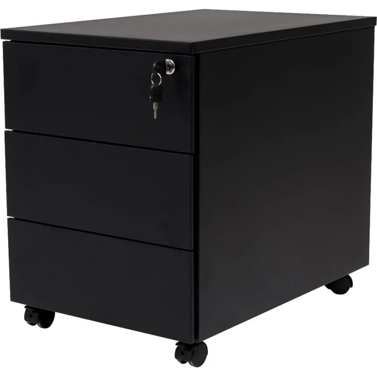Schreibtisch und Stahl Rollcontainer, 3 Schübe, Buche, 180x80x75 cm – Bild 6