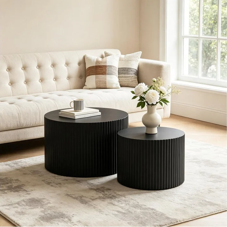 WILLIAMSPACE Couchtisch Carno MDF Couchtisch Set, rund & ineinander schiebbar platzsparend – Bild 2