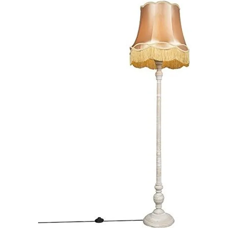 Qazqa Stehlampe Classico, ohne Leuchtmittel, E27, Gelb, Retro, Holz, 1-flammig