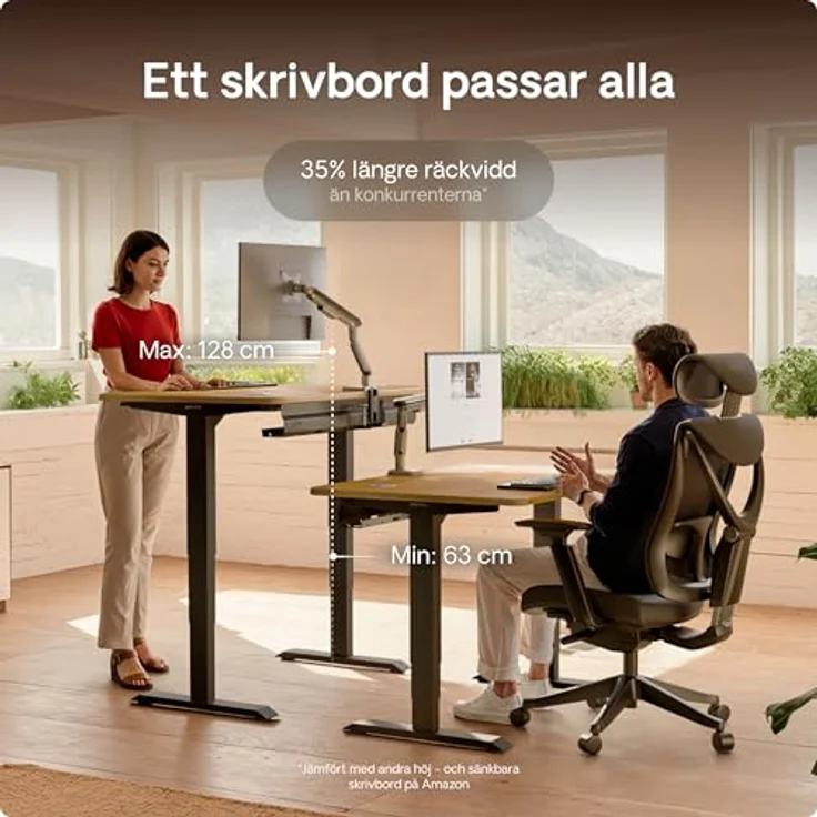 Desktronic Höhenverstellbarer Schreibtisch aus massivem Eichenholz (160x80 cm) – Elektrisch höhenverstellbar mit flüsterleisem Dual-Motor & Touchscreen – Hohe Tragfähigkeit – Stehtisch HomePro – Bild 8