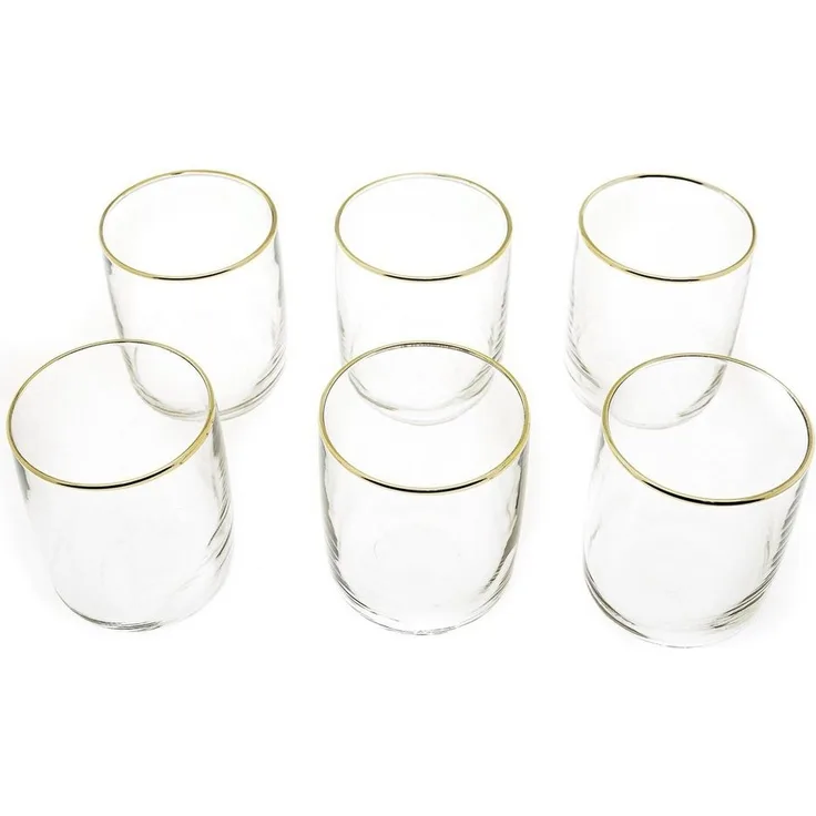 6er Set Pasabahce Iconic Wassergläser Golden Touch Wasser-Gläser Ikonisches Hi-Ball Glas 280cc Gold