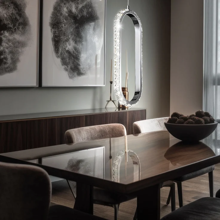 2er Set LED Hängeleuchte, Chrom, verstellbar, Dimmbar, H 150cm – Bild 6