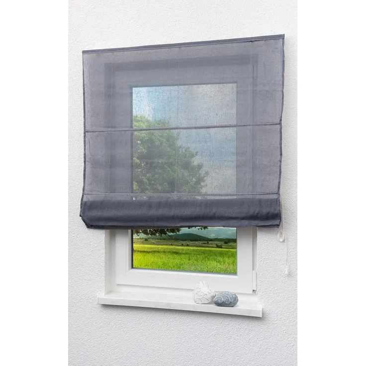 Lysel Outlet Raffrollo grau, transparent mit Schnurzug (B x H) 120cm * 170cm – Bild 2