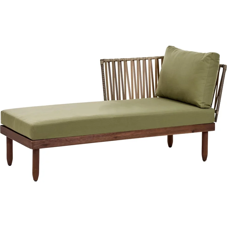 Lounge Set mit Tisch 4-Sitzer CREMONA Akazienholz Dunkelbraun Grün rechtsseitig – Bild 8