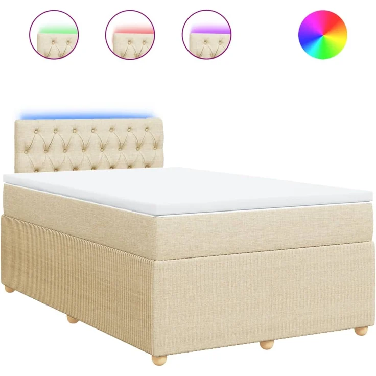 vidaXL Boxspringbett mit Matratze Creme 120x200 cm Stoff 3289735 – Bild 2
