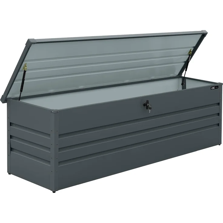 AXI Miles Gartenbox aus Metall in Anthrazit 1000 Outdoor Kissenbox für den Garten mit Boden und Schloss | Grau | Metall | 185 cm – Bild 3