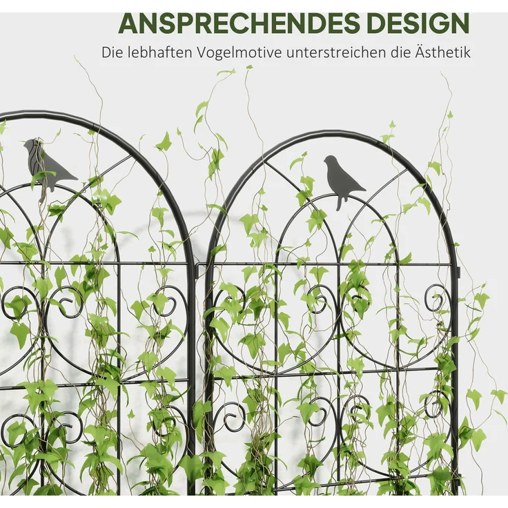 Rankgitter Metall 2er Set zum Stecken rostfrei Rankhilfe mit Vogeldesign für Kletterpflanzen 50x120 cm Spalier für Zimmerpflanzen Pflanzenspalier für Tomaten Blumen Kletterpflanzen Schwarz--Schwarz--50x1.3x120cm--YOUDENOVA – Bild 5