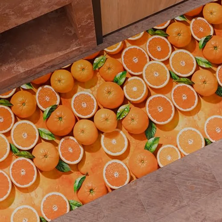 PETTI Artigiani Italiani - Rutschfester waschbarer Küchenteppich, Läufer für Küche, 52 x 440 cm, Orange Design, 100% Made in Italy – Bild 2