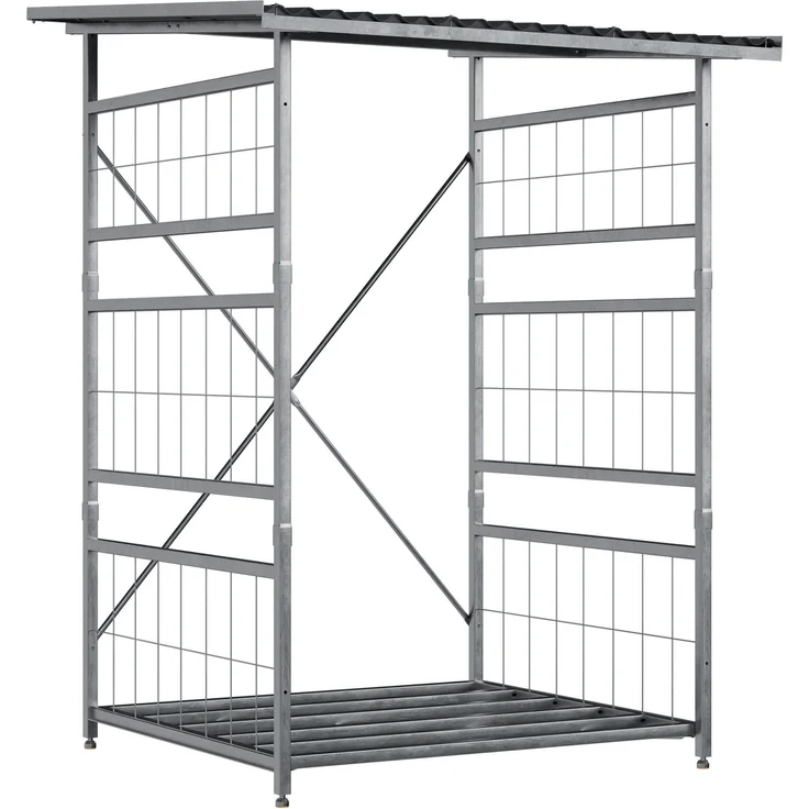 CLP Brennholzregal Macon mit Dach wetterfest Metall verzinkt,metall Brennholzregal – Bild 9