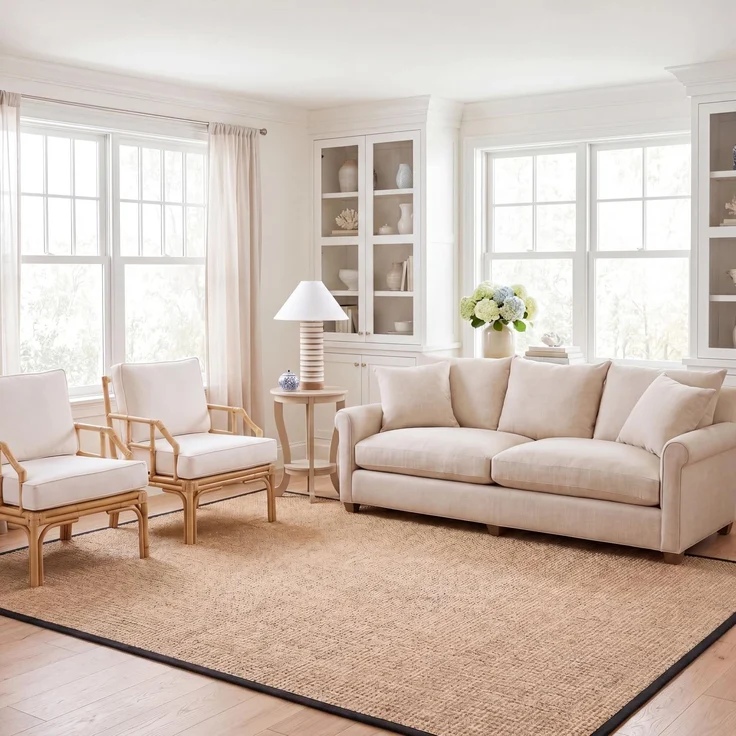 Safavieh Teppich 183x274 cm - Natural Fiber Collection - Modernes Design, Natur & Schwarz, Handgewebtes Seegras, Ideal für Wohnzimmer, Eingang, Büro