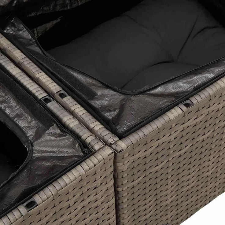 vidaXL Garten-Sofa-Set mit Speicher 6 pcs Grau Poly Rattan 3358057 – Bild 7