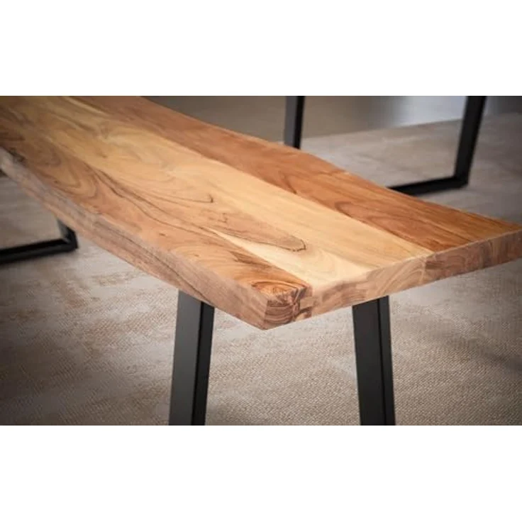 FineBuy Esszimmerbank Akazie Massivholz / Metall mit Baumkante, Esstischbank Holzbank Massiv ohne Lehne, Küchenbank Essbank Modern, Sitzbank Esszimmer – Bild 5