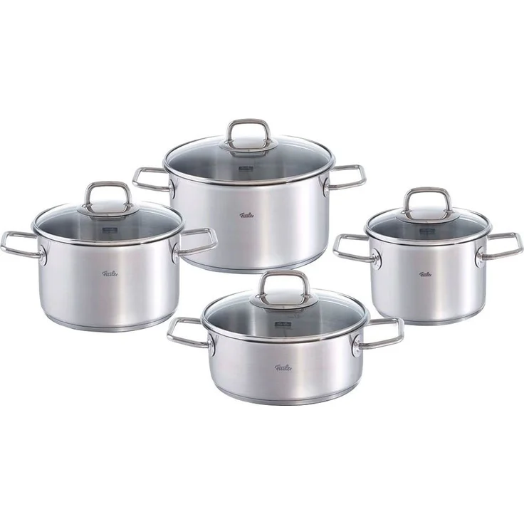 Fissler Topf-Set Viseo Topf-Set, Edelstahl 18/10 (Set, 8-tlg, 1x Bratentopf 20 cm, je 1x Kochtopf 16/20/24 cm), Induktionsgeeignet, Mess-Skala, Made in Germany – Bild 1