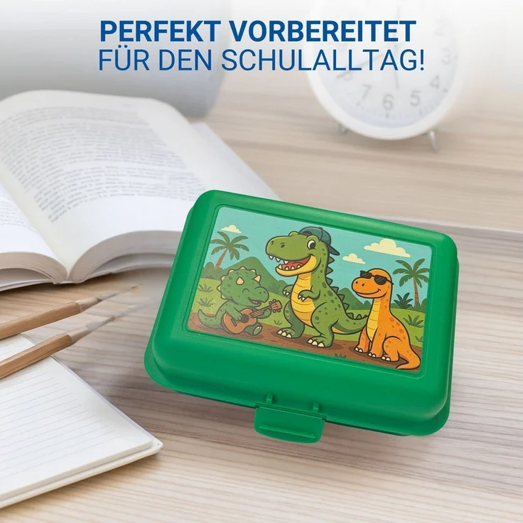 elasto Lunchbox Dino Motiv Brotdose mit Trennschale - Kinder Vesperbox für die Schule – Bild 3
