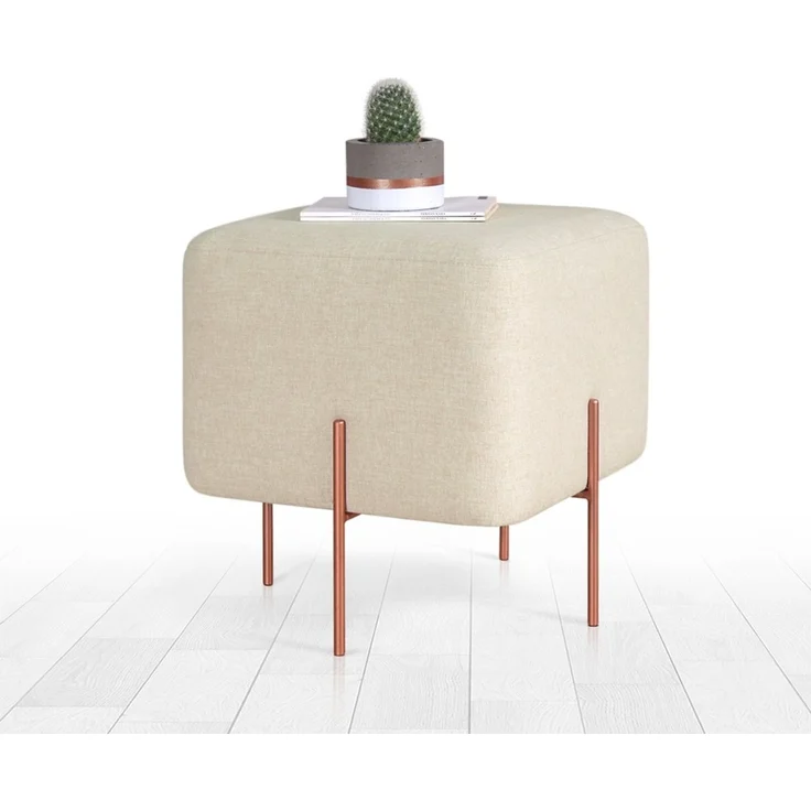 Hanah Home 'Copper 58 - Cream' Pouffe, Creme, 40 x 42 x 40 cm – Bild 2