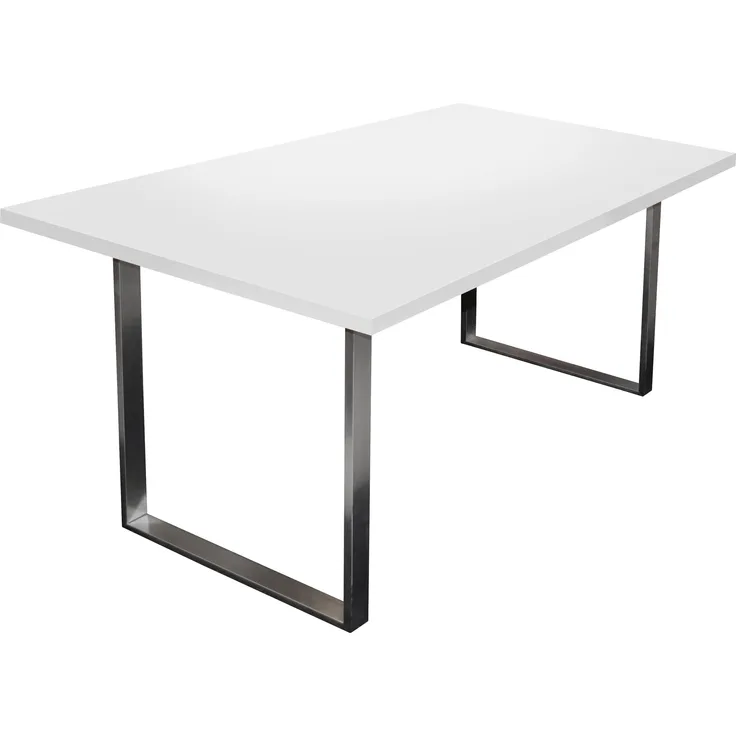 Esstisch >Steel< (BxHxT: 160x76x90 cm) in weiß matt lack - 160x76x90cm (BxHxT)