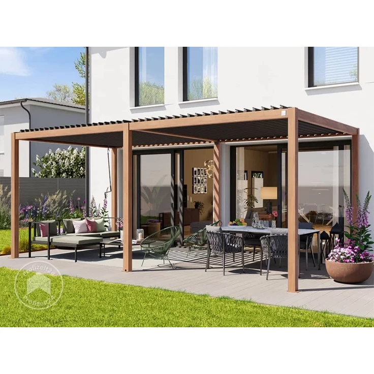 PRIMEYARD Pergola, Aluminium / Stahl braun, 3x6 m – Bild 2