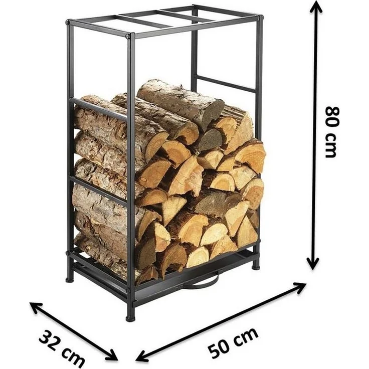Kobolo Kaminholzregal Kaminholzständer aus Metall schwarz lackiert, BxTxH:50 x 32 x 80 cm – Bild 2