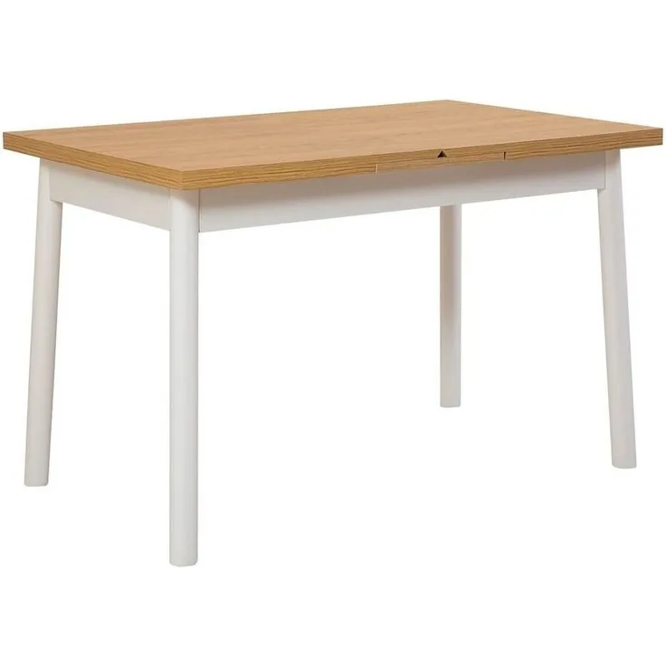 Calicosy Ausziehbarer Tisch von 120 bis 153 cm, Dekor Buche und Weiß - OLIVER - Weiß