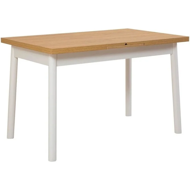 Calicosy Ausziehbarer Tisch von 120 bis 153 cm, Dekor Buche und Weiß - OLIVER - Weiß – Bild 1