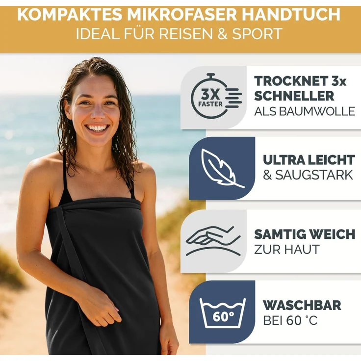 Blumtal Sporthandtuch Mikrofaser Handtuch - kompakte Mikrofaser Handtücher, Mikrofaser (inkl. Transporttasche, einzeln oder als Set verfügbar, 1-St), ultra leicht & schnelltrocknend, Reisehandtuch, Strandhandtuch – Bild 2
