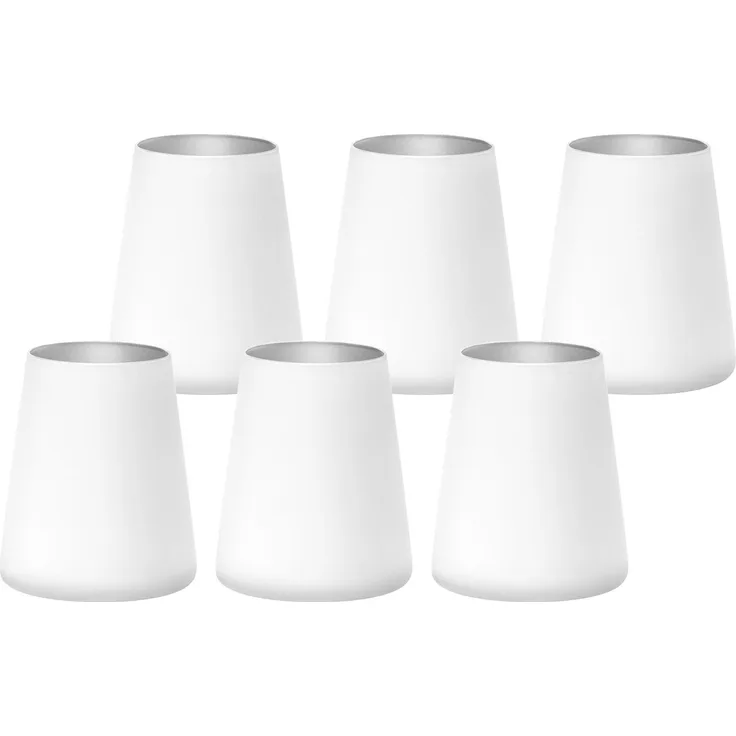 Stölzle Lausitz POWER Becher 380 ml weiß-silber 6er Set