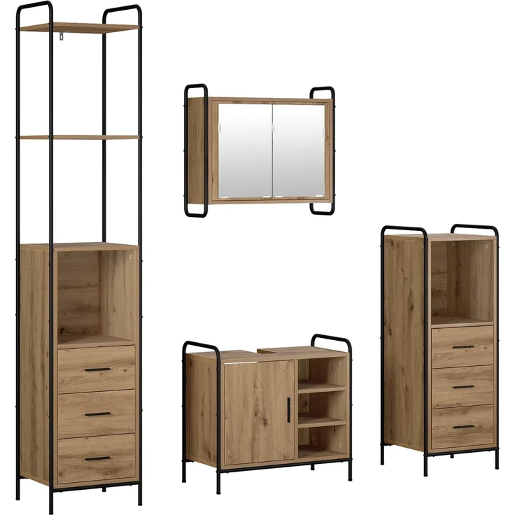 vidaXL Badezimmerschrank-Set 4 stk. Artisan-Eiche 40 x 36 x 200,5 cm 3444680 – Bild 2
