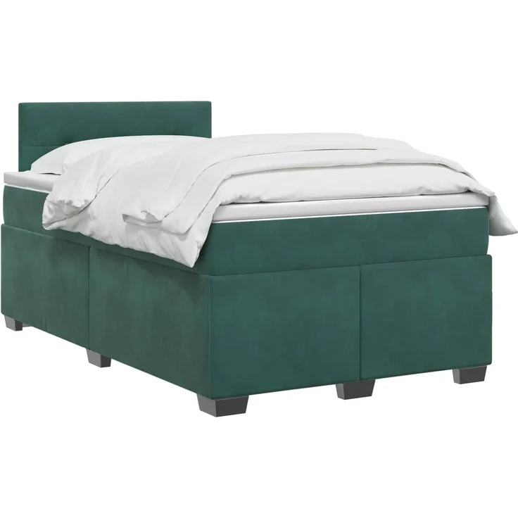 vidaXL Boxspringbett mit Matratze Dunkelgrün 120 x 200 cm Samt 3450695 – Bild 3