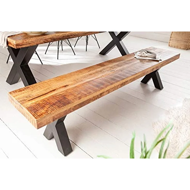 riess-ambiente Sitzbank IRON CRAFT 200cm braun / schwarz (Einzelartikel, 1-St), Esszimmer · Massivholz · Metall · Industrial – Bild 2