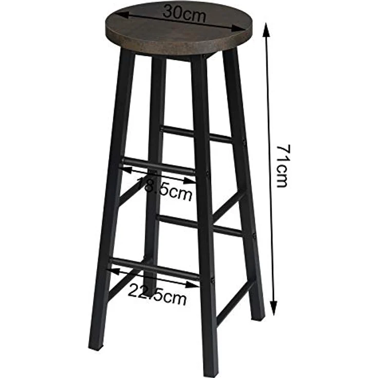 WOLTU Barhocker 4er Set mit Fußstütze, 71 cm Hohe Barstuhl aus Stabilem Metallgestell, Einfache Montage - für Küche, Bartheke und Esszimmer - Schwarz+Rostfarbe – Bild 4