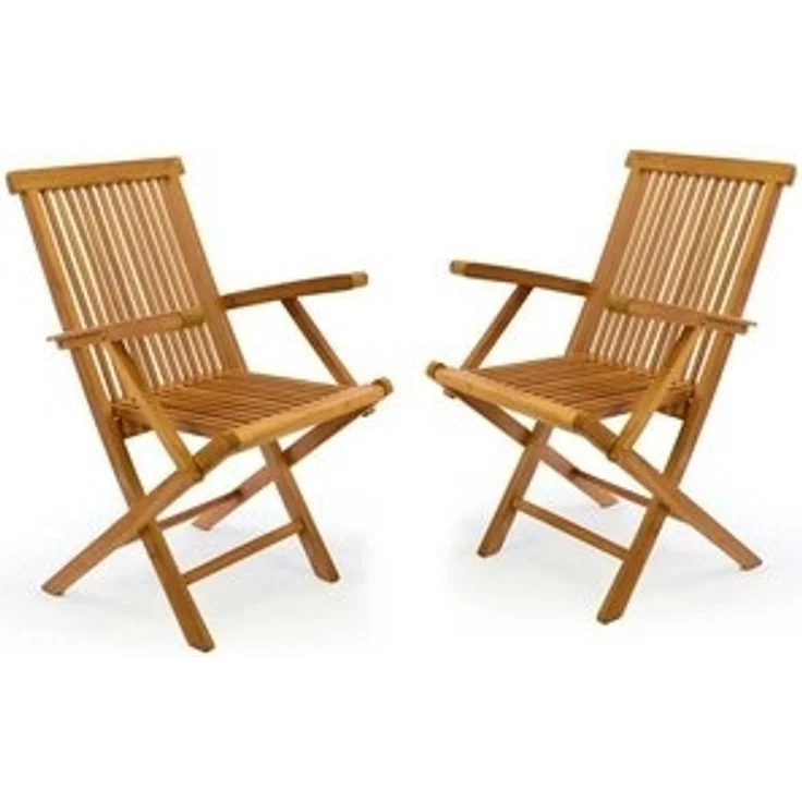 VCM Gartenstuhl 2er Gartenstuhl Hochlehner Klappstuhl Holz Teak – Bild 6