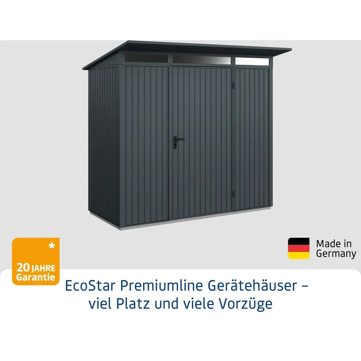 Hörmann Ecostar Metall-Gerätehaus Trend mit Pultdach Typ 1, 108x238 cm , anthrazitgrau, 2,6 m²,1-flüglige Tür – Bild 2